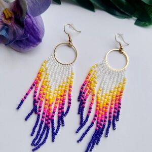Colorful Beaded Fringe Earrings